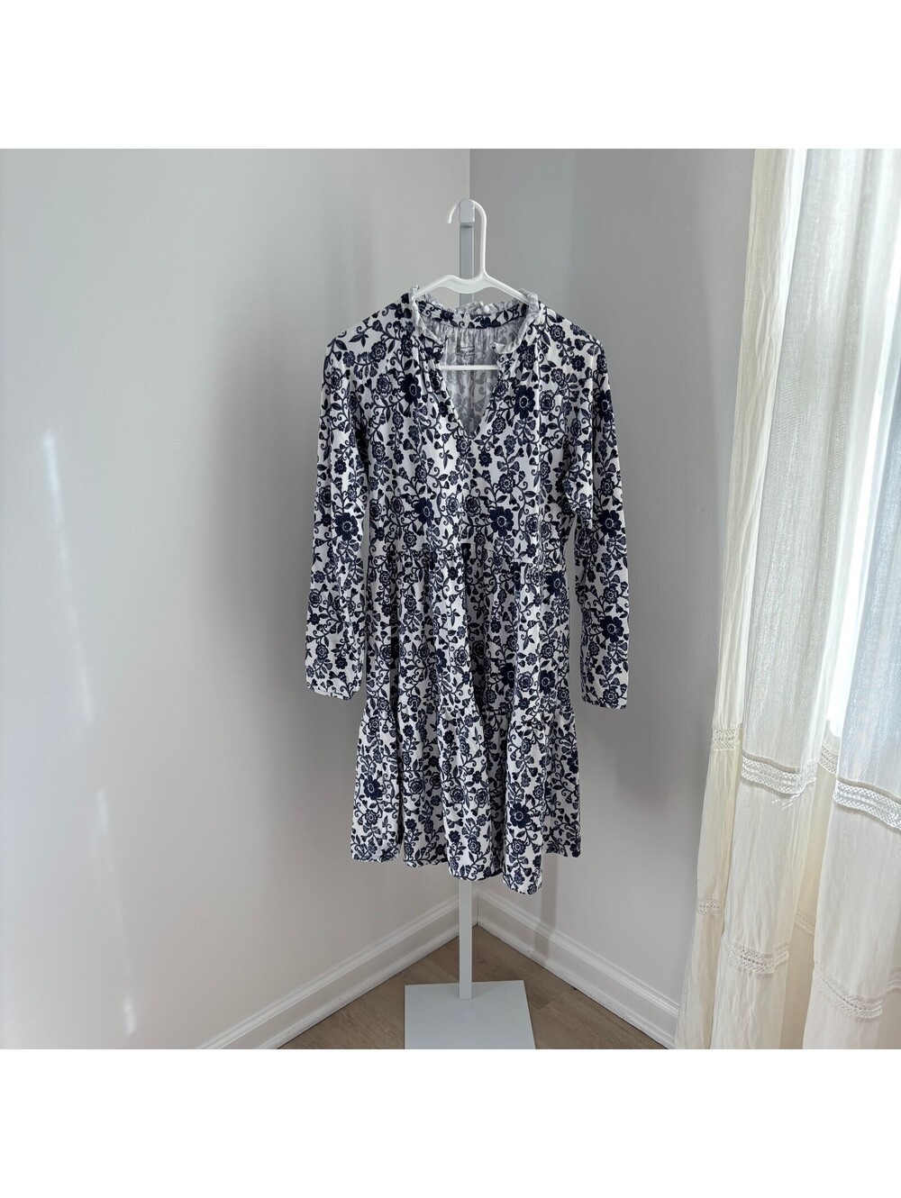 Duffield Lane EUC Women's Fiona Morning Glory Navy Cotton Dress Size S